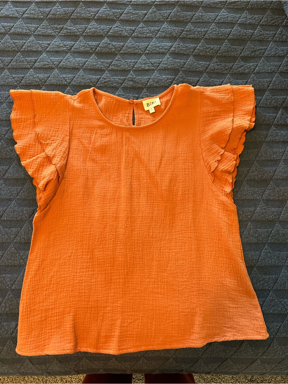 BiBi Rustic Orange Ruffle Sleeve Blouse - Picture 3 of 9